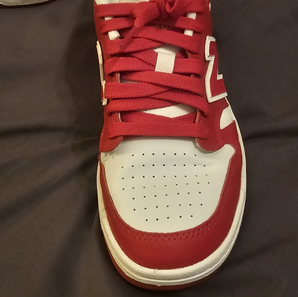 New Balance Kids Red and White Sneakers! Wore A Couple Times